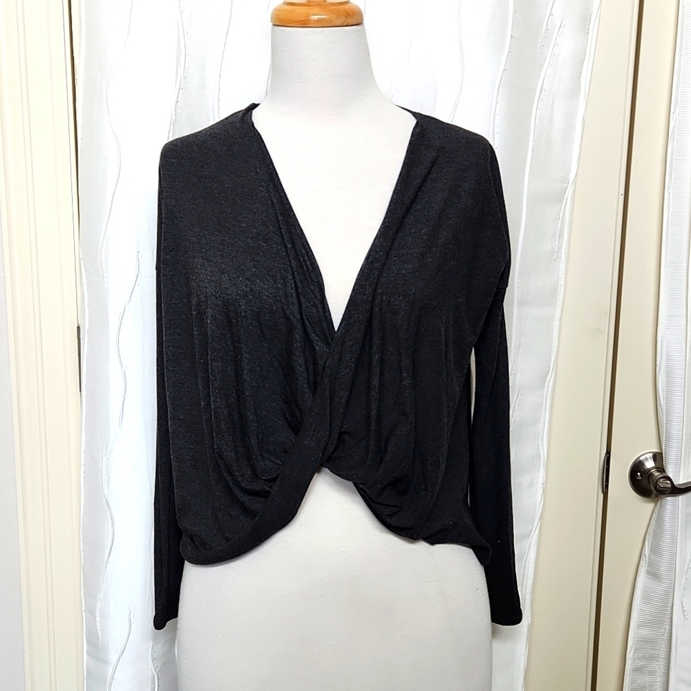 DKNY Dark Gray Twisted Front Top